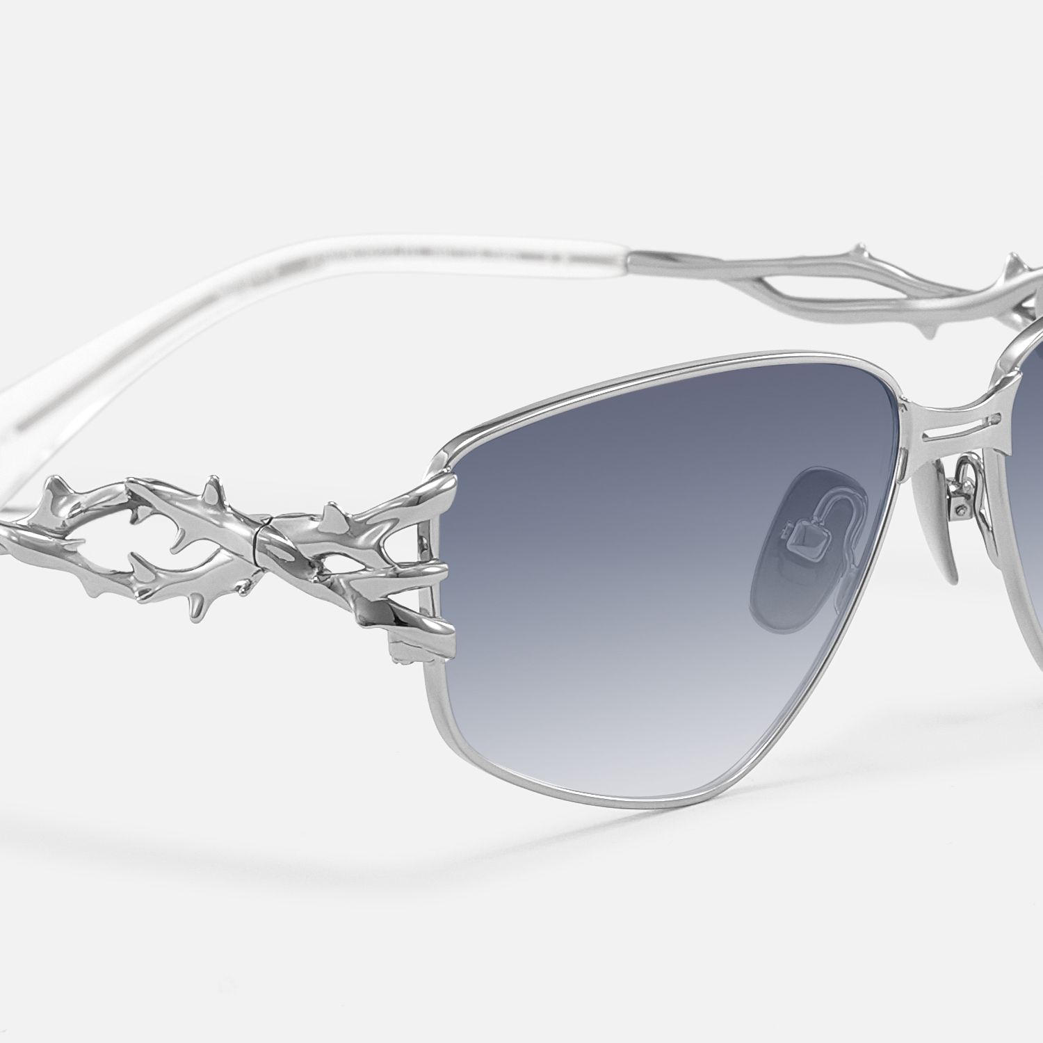 Spine - Silver Thorn Geometric Sunglasses by Vooglam - Design Details