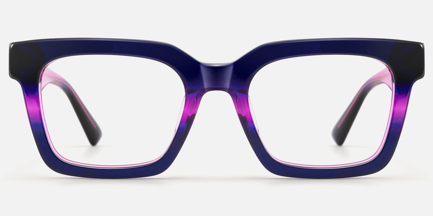 Loop - Purple Pink Gradient Square Glasses by Vooglam - Angle View