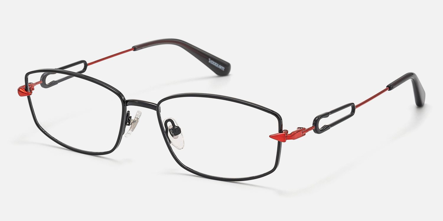 Bladework - Black Red Ultralight Safety Pin Frames by Vooglam - Front View