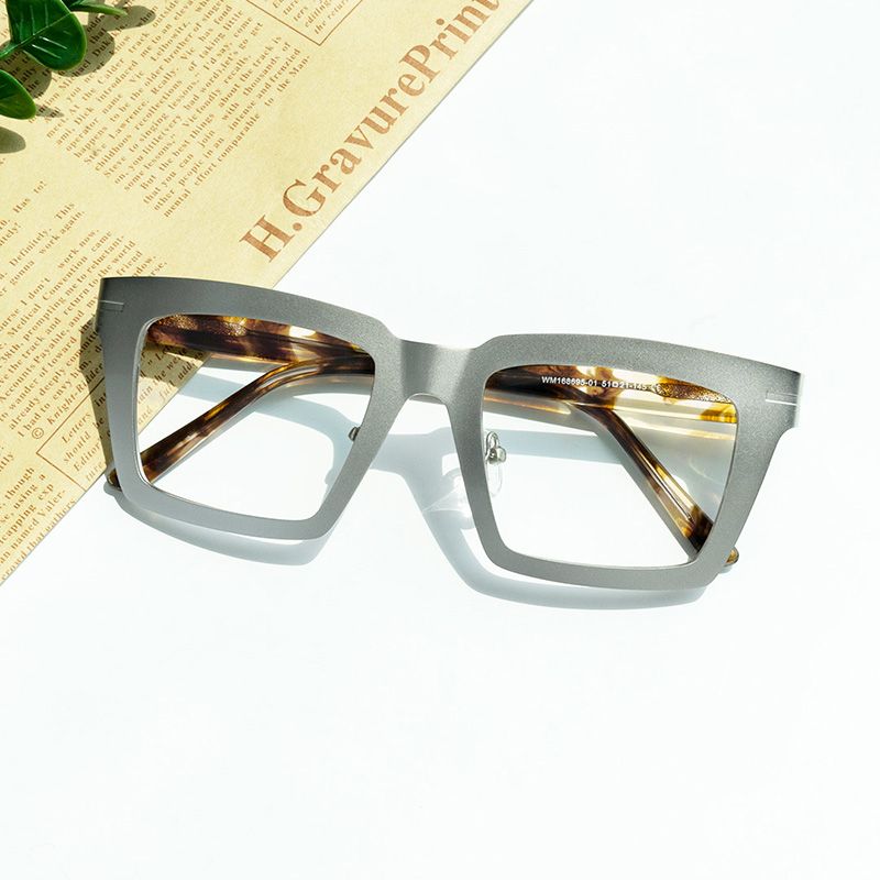 model wearing Arnal - Rectangle Silver Eyeglasses 1
