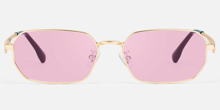 Aether - Thin Gold Geometric Blue Mirrored Shades by Vooglam