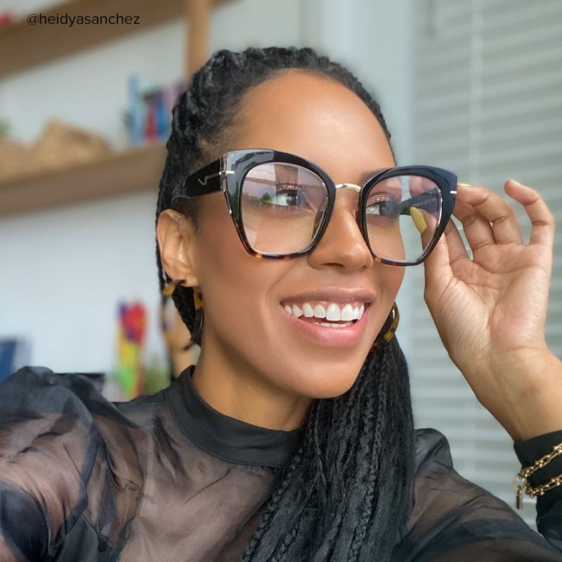 Paulina - Square Black Tortoise Eyeglasses │Vooglam- 6