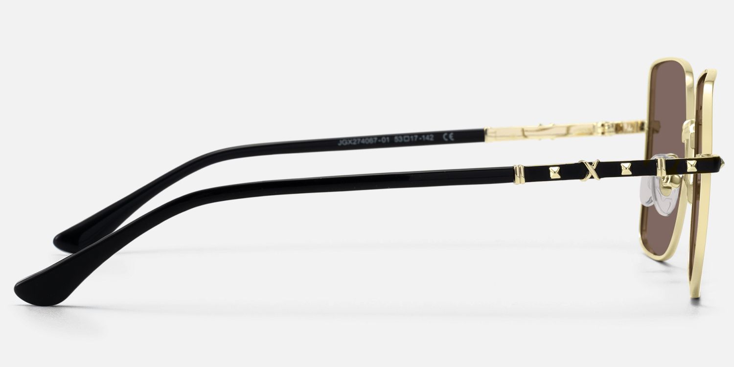 Devereux - Black & Gold Thin Rim Sunglasses by Vooglam - Side View