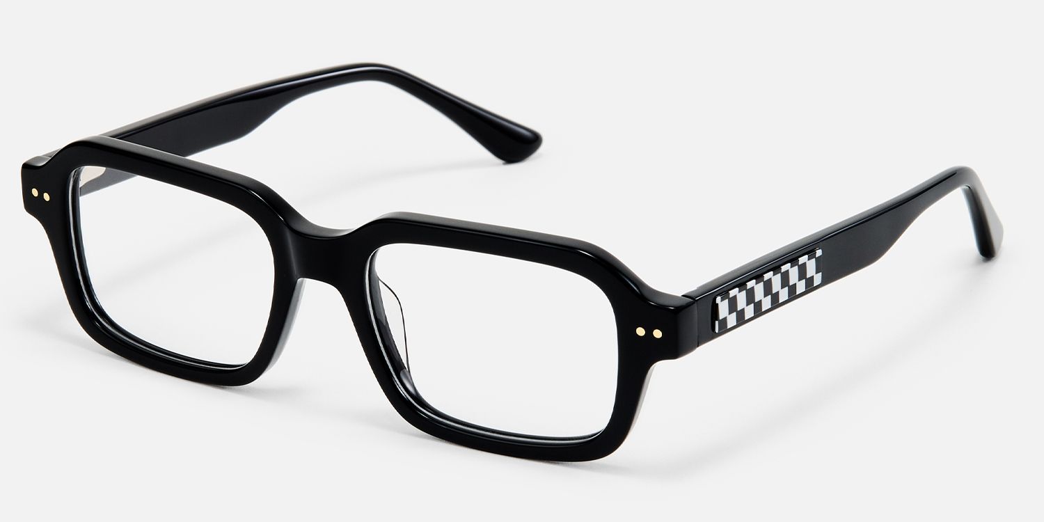Narges - Rectangle Black Eyeglasses by Vooglam - Front View