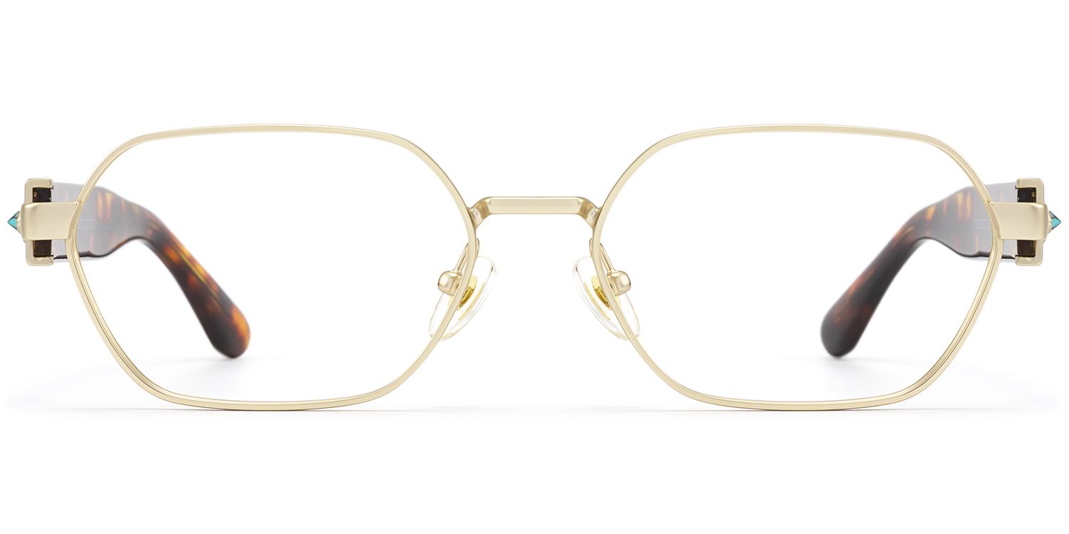Orion - Vintage Gold Geometric Glasses Matte Frame by Vooglam Product Details 1