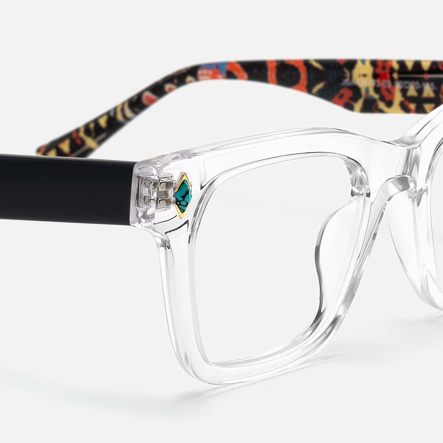 Adinkra - Square Transparent Eyeglasses by Vooglam - Design Details