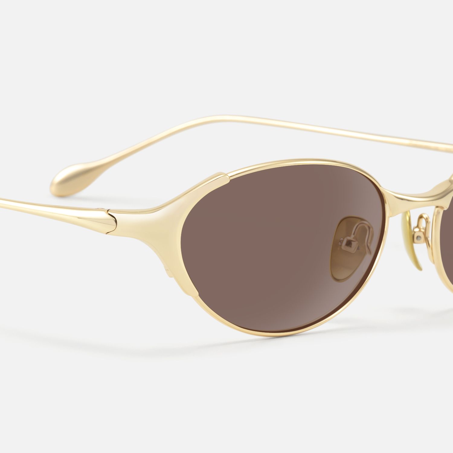 Ebisu - Vintage Oval Silver Brown Tinted Sunnies by Vooglam - Design Details