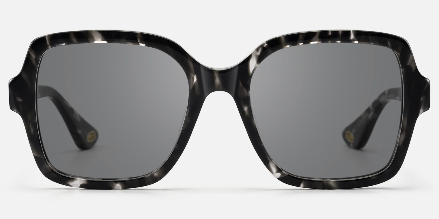 Meridian - Black Tortoise Shell Square Sunglasses by Vooglam - Angle View