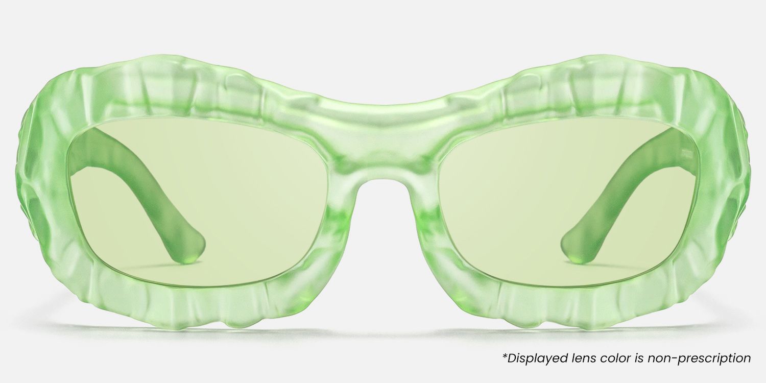 The Geologist - Green Tint Transparent Sunglasses by Vooglam - Angle View
