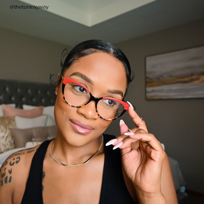 Trudie - Cat Eye Red Tortoise Eyeglasses - 14