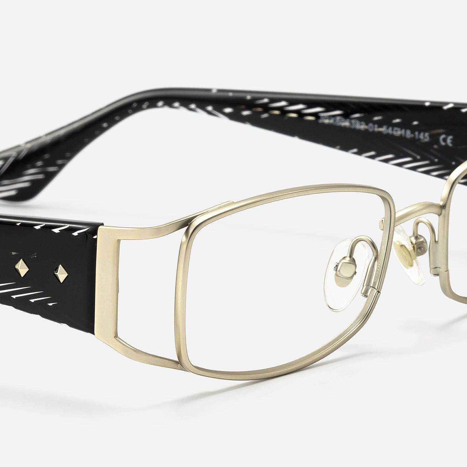 Wren - Unique Metal Rim Rectangle Gold Glasses by Vooglam - Design Details
