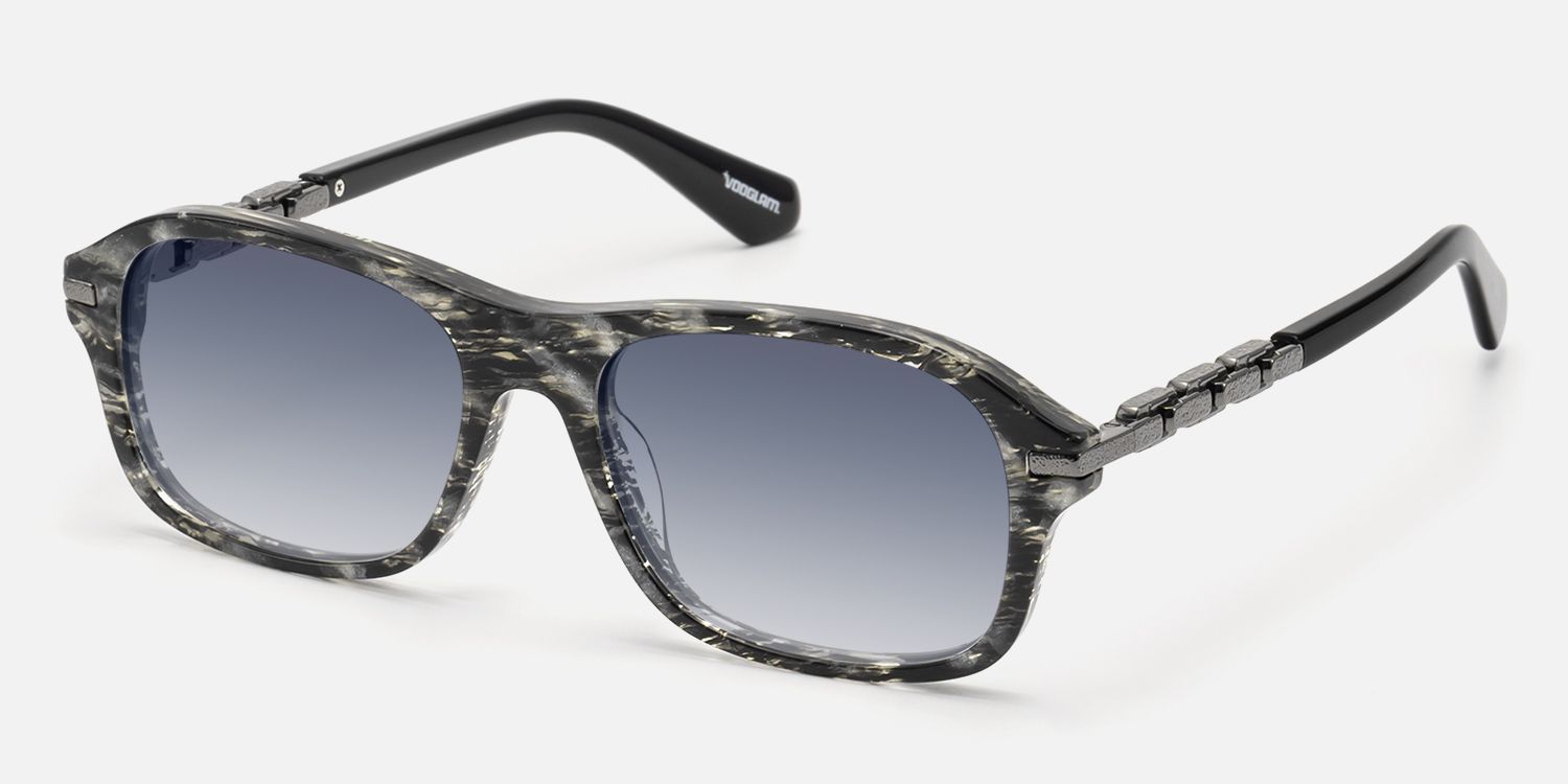 Albini - Black Marble Gunmetal Gradient Shades by Vooglam - Front View