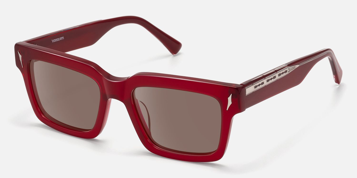 Razor - Brown Tint Transparent Red Sunglasses by Vooglam - Front View