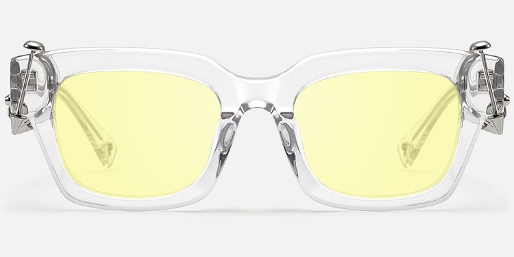 Sabrina - Clear Pierced Yellow Tint Sunglasses by Vooglam