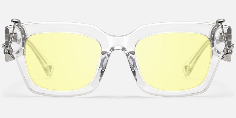 Sabrina - Clear Pierced Yellow Tint Sunglasses | Vooglam