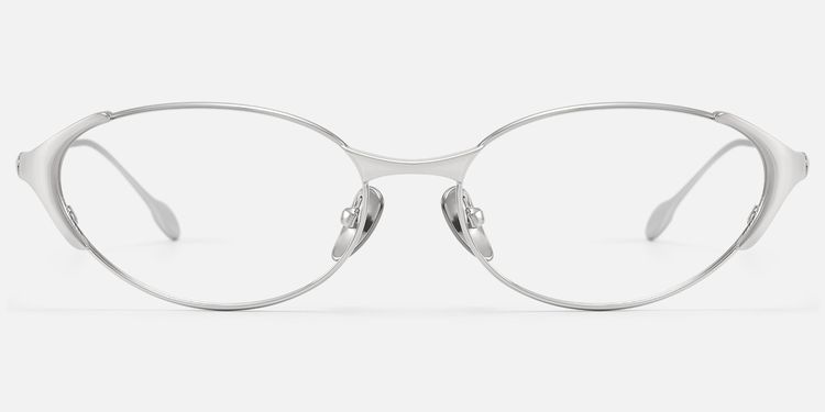 Ebisu - Thin Rimmed Silver Oval Minimalist Glasses by Vooglam