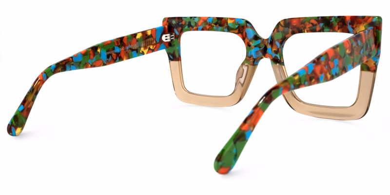 Charisse - Square Two-tone Floral Eyeglasses - 3