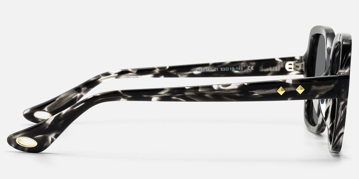 Meridian - Black Tortoise Shell Square Sunglasses by Vooglam - Side View