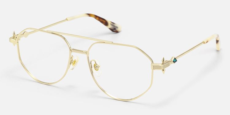 Aegis - Retro Gold Slim Aviator Glasses by Vooglam