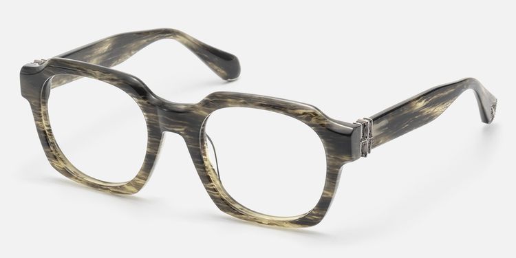 Vernon - Raw Texture Clear Brown Horn Glasses by Vooglam