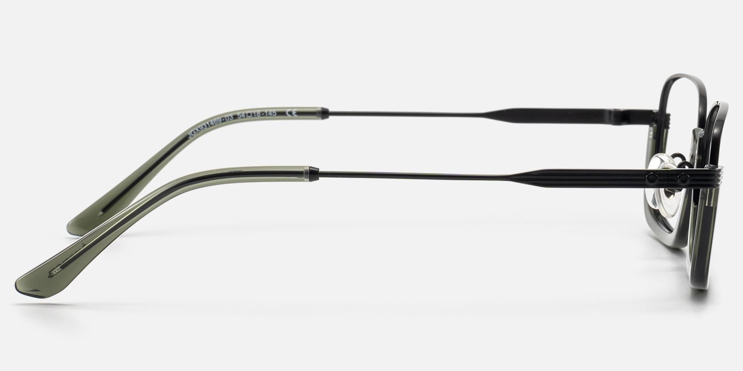 Basel - Matte Black Visible Wire Rim Frames by Vooglam - Side View