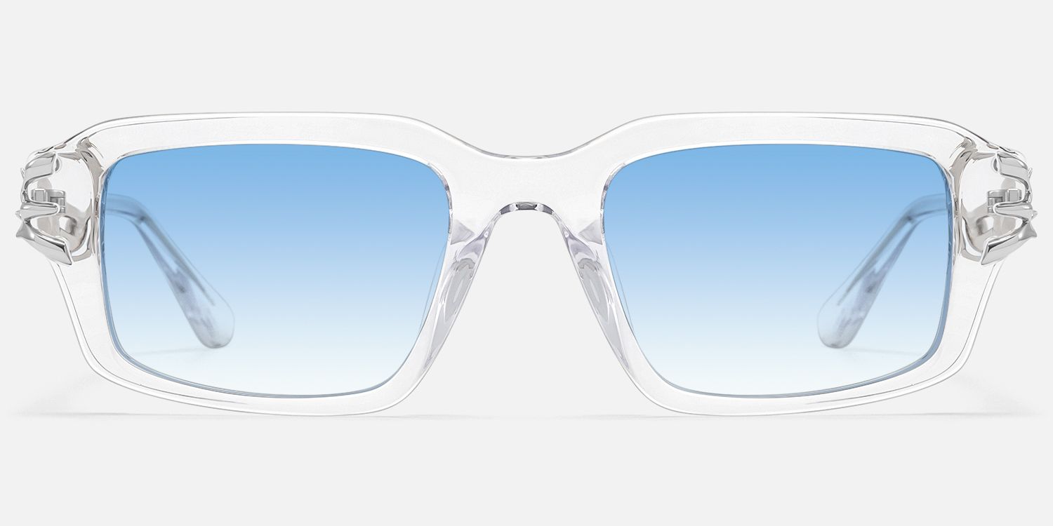 Vorpal - Thorn Deco Clear Blue Sunglasses by Vooglam - Angle View