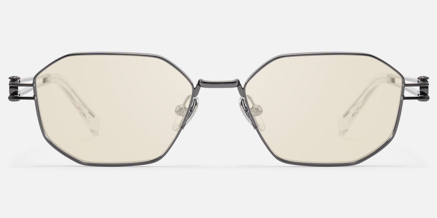 Loos - Gunmetal Double Wire Geometric Sunglasses by Vooglam - Angle View