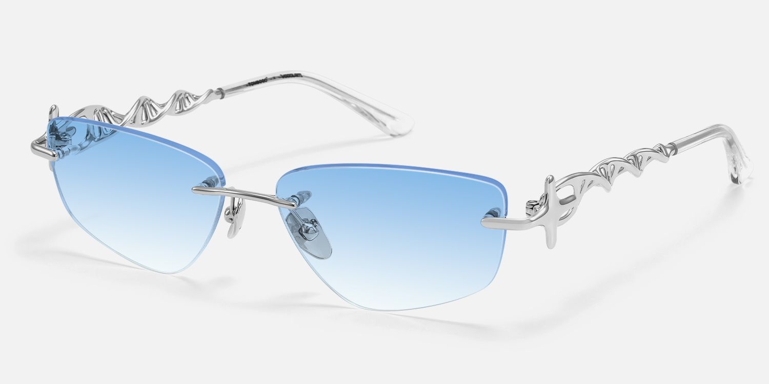 The Decoder - Gradient Blue Tinted DNA Glasses by Vooglam - Front View