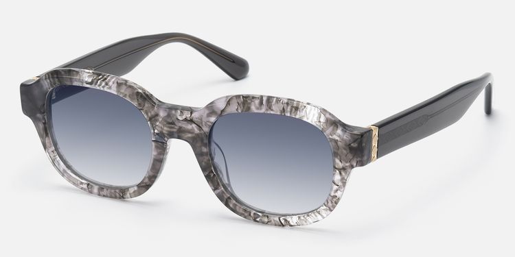 Eerie - Retro Gray Tinted Marbled Round Shades by Vooglam