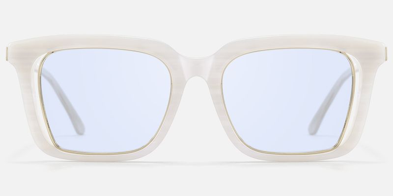 Chaparral - Blue Lens Rectangle White Sunglasses by Vooglam