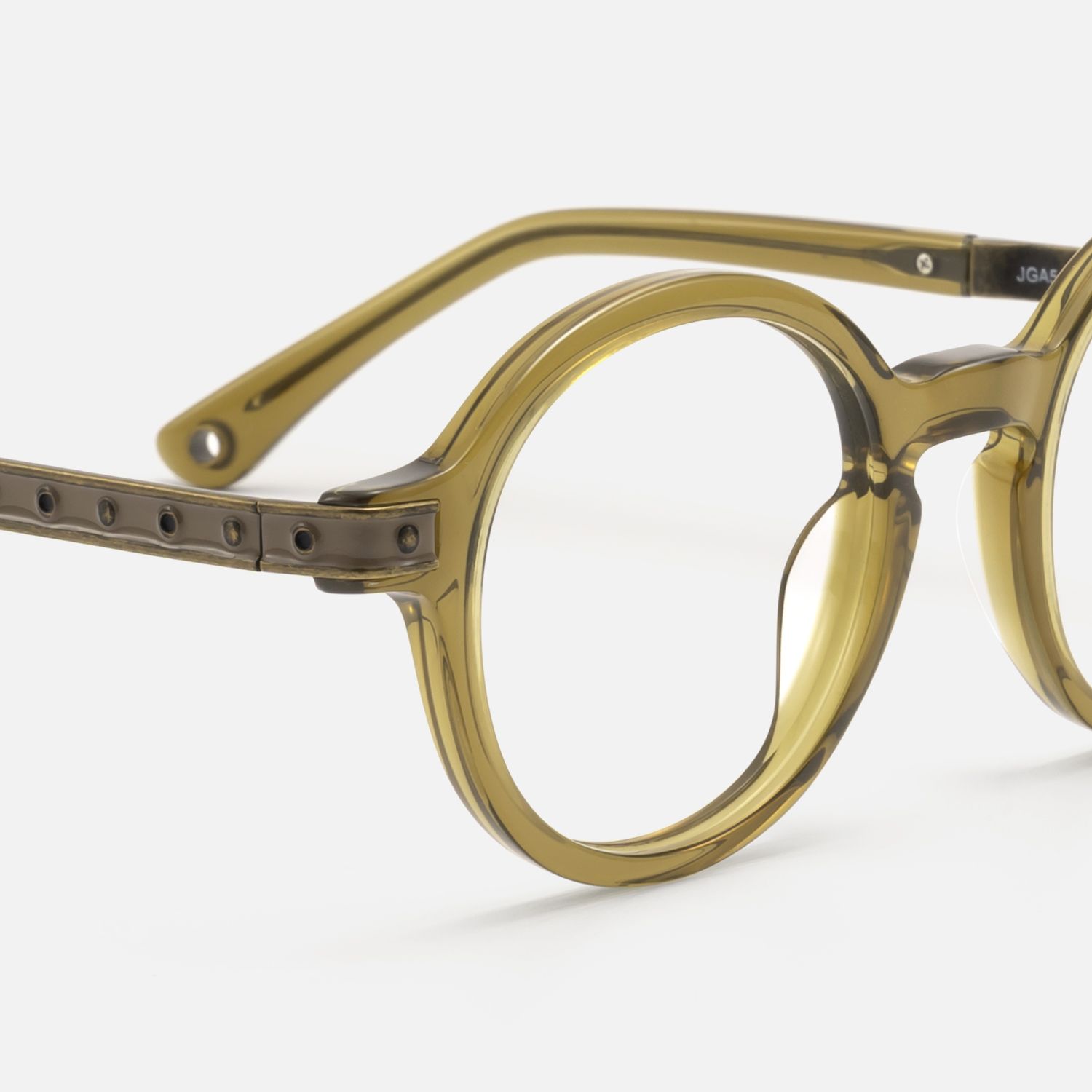 Lennon - Antique Bronze Olive Green Round Frame by Vooglam - Design Details