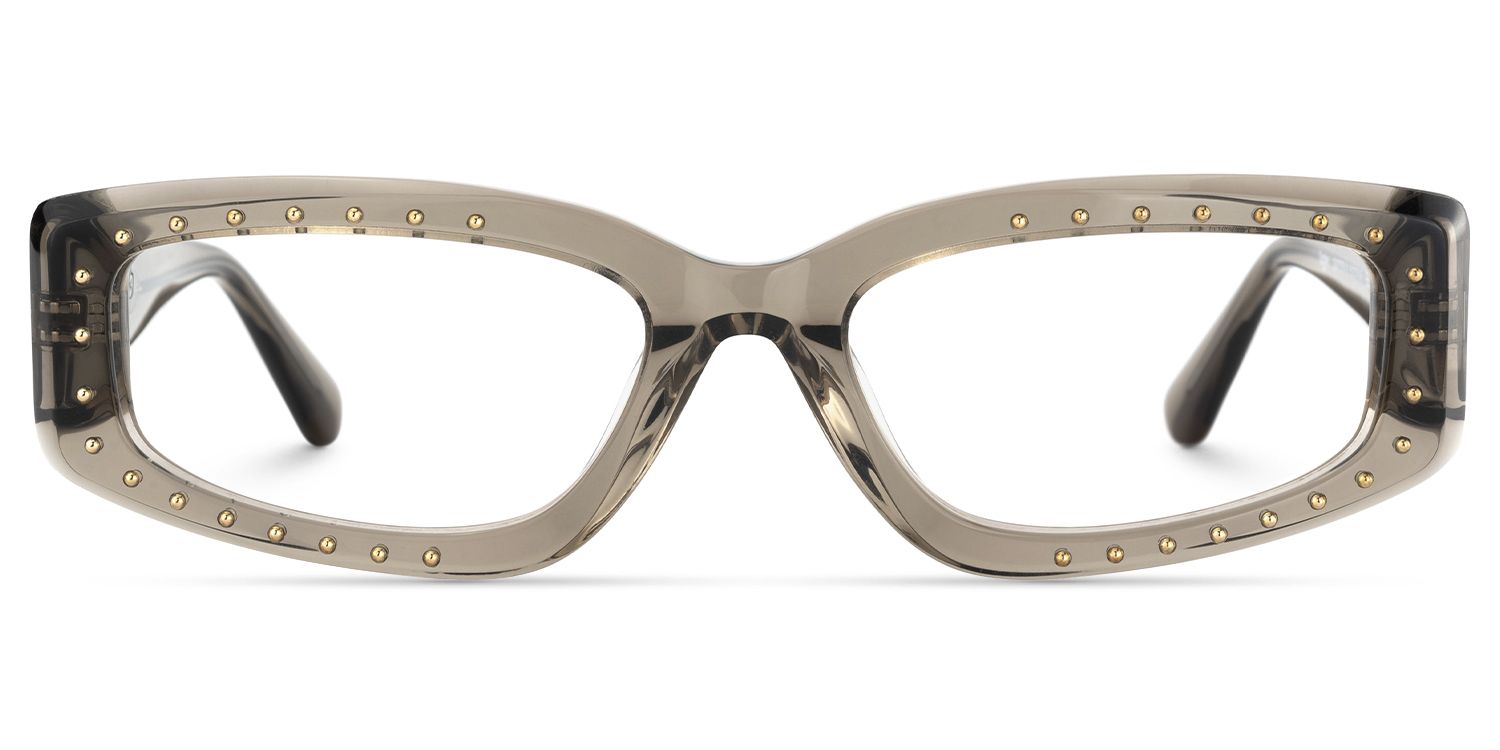 Quentin - Rectangle Grey Eyeglasses by Vooglam - Angle View