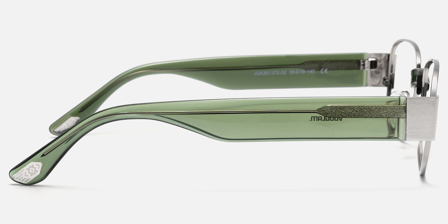 Nyame - Rectangle Silver Eyeglasses by Vooglam - Side View