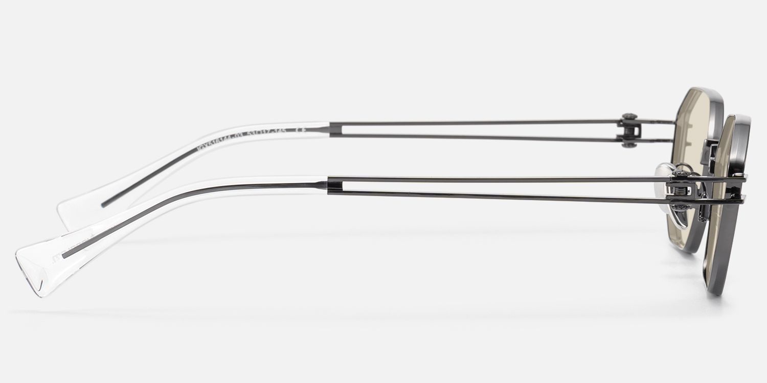 Loos - Gunmetal Double Wire Geometric Sunglasses by Vooglam - Side View