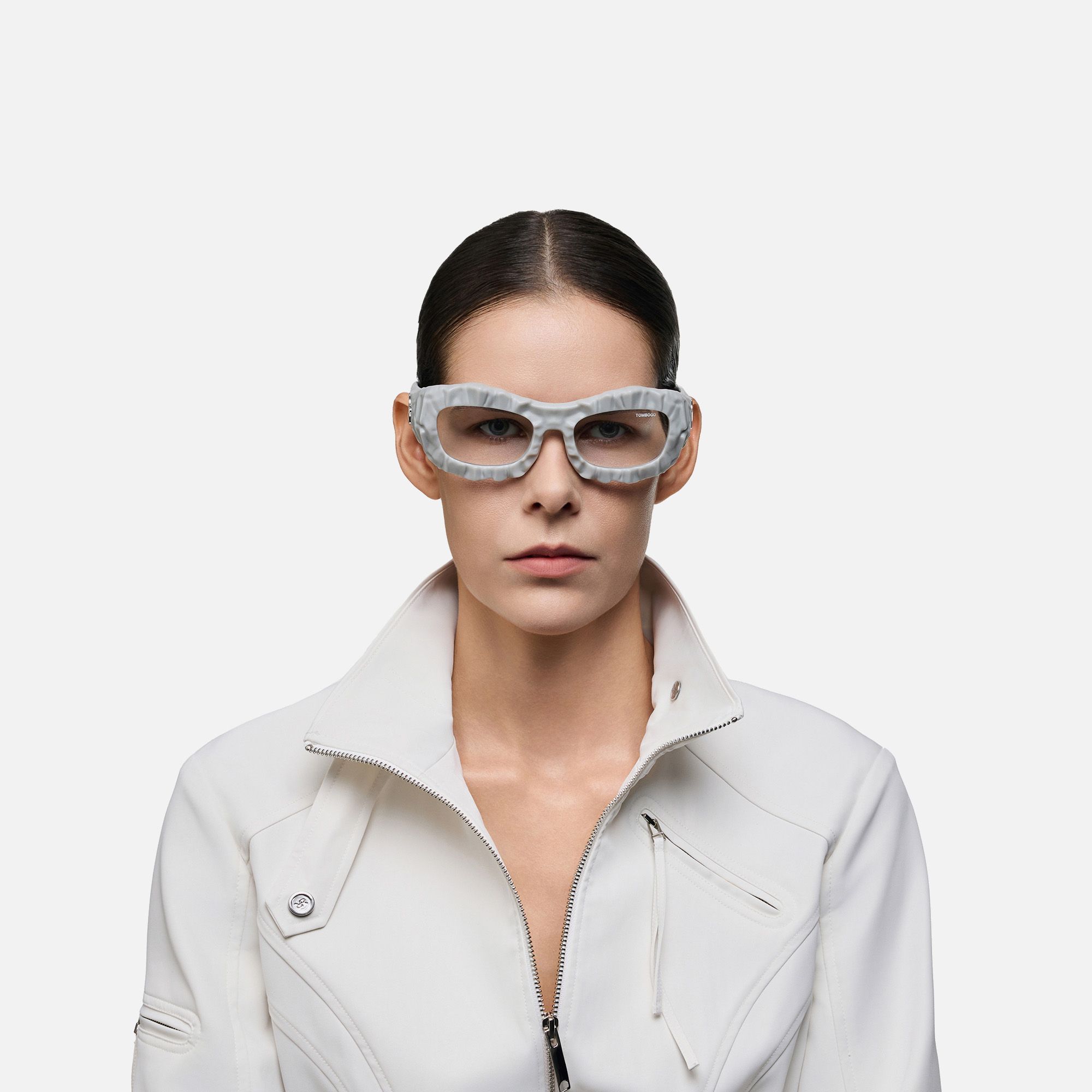 The Geologist - Bold Gray Marble Glasses by Vooglam - On Model