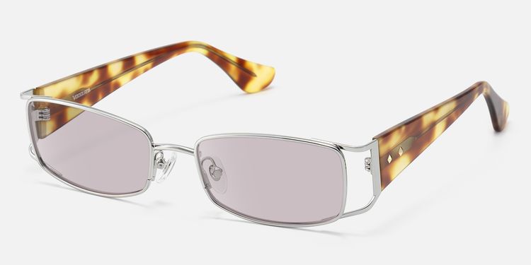 Wren - Festival-Ready Rectangle Silver Sunglasses by Vooglam