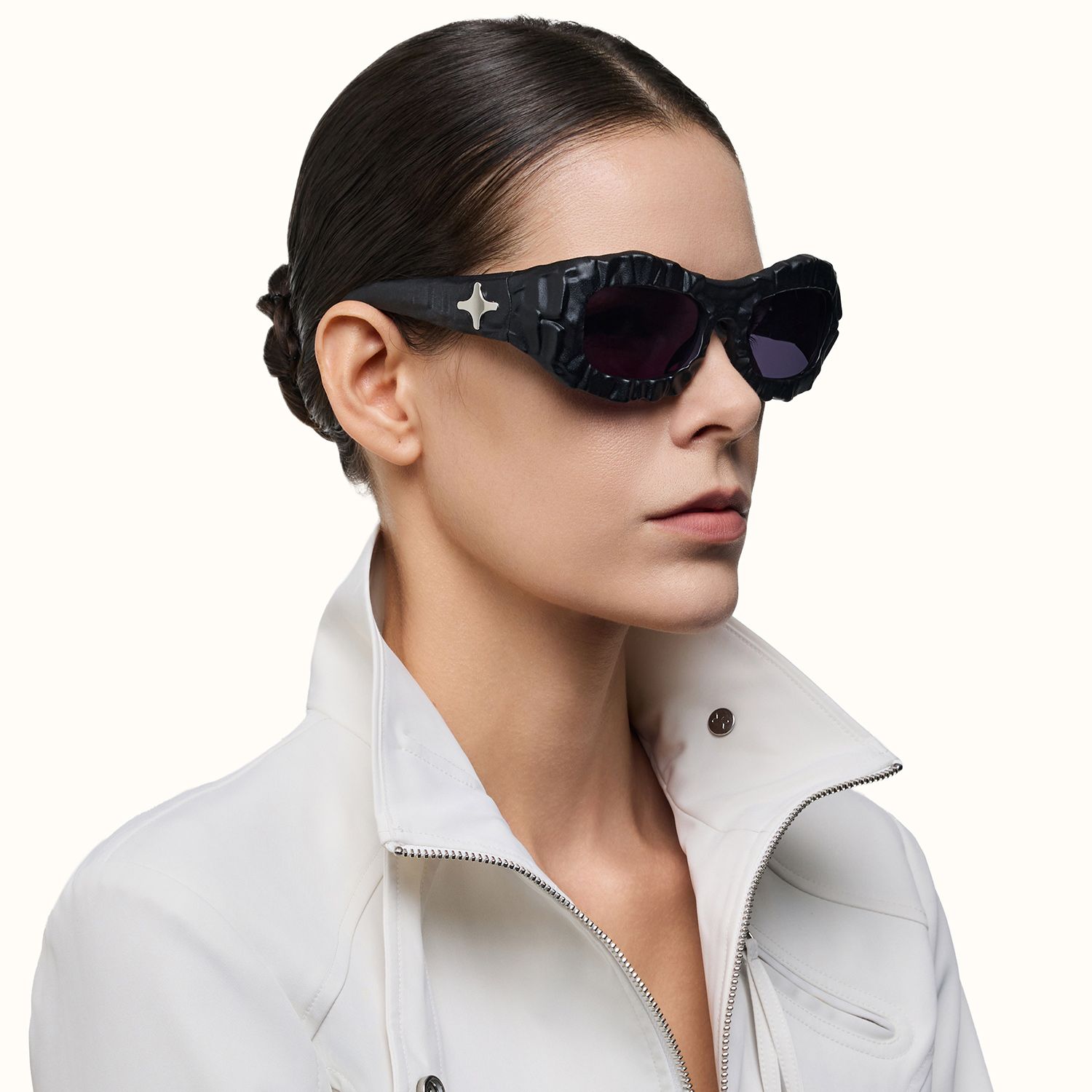 The Geologist - Black Marble Sunglasses by Vooglam - Side View On Model