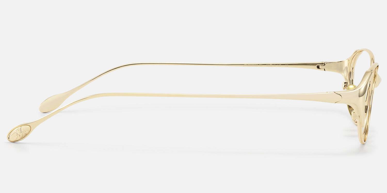 Ebisu - Retro Gold Oval Glasses with Ti Nose Pads by Vooglam - Side View
