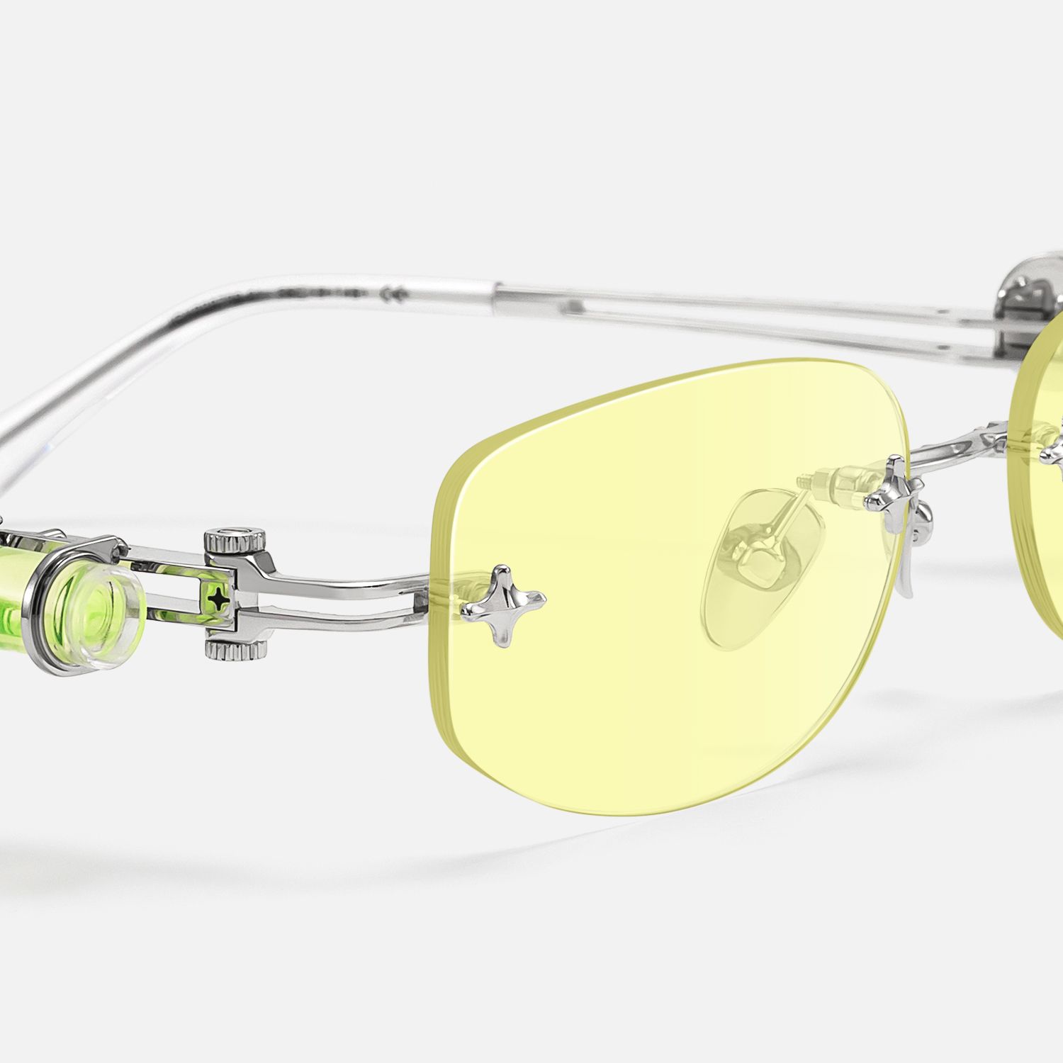 The Utilitarian - Rimless Yellow Tint Sunglasses by Vooglam - Design Details