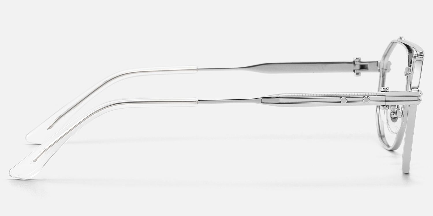 Ando-Chrome Silver Aviator Mechanical Glasses by Vooglam - Side View
