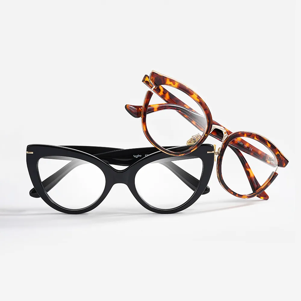 Geometric Purple Eyeglasses | Vooglam.com On Model