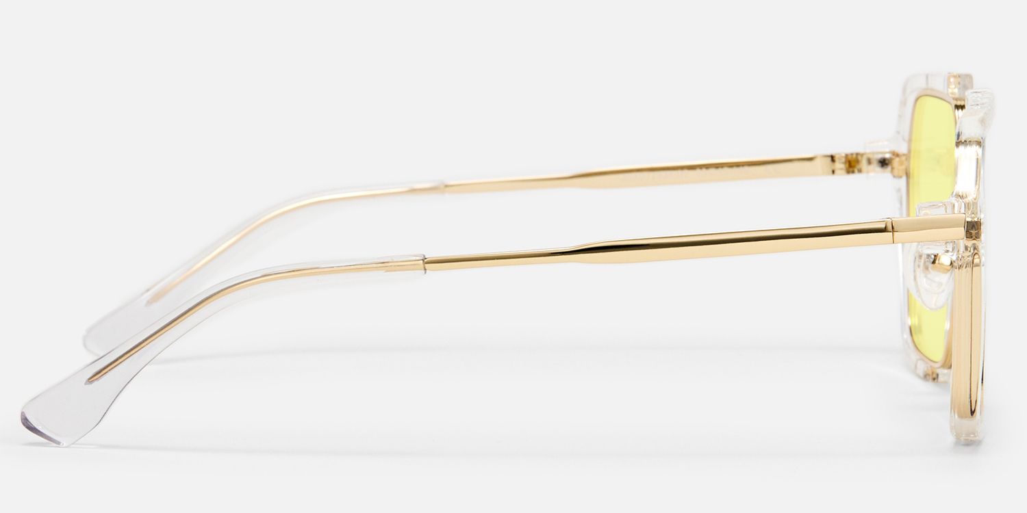 Porsha - Gold Double Bridge Aviator Sunglasses by Vooglam - Side View