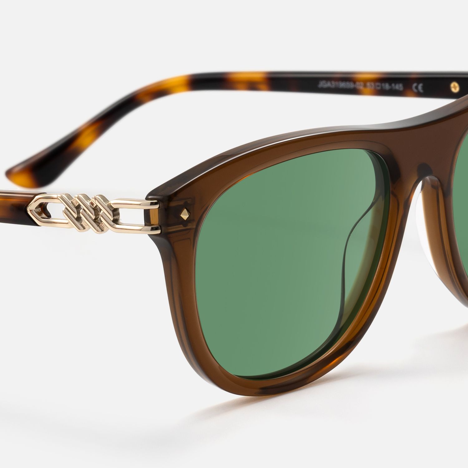O'Keeffe - Clear Brown Aviator Sunglasses by Vooglam - Design Details