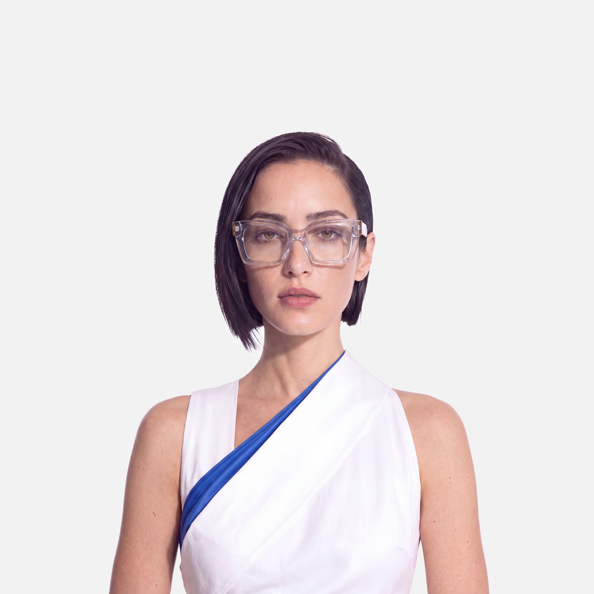 Pacheco - Tortoise Oversized Clear Square Glasses by Vooglam - On Model