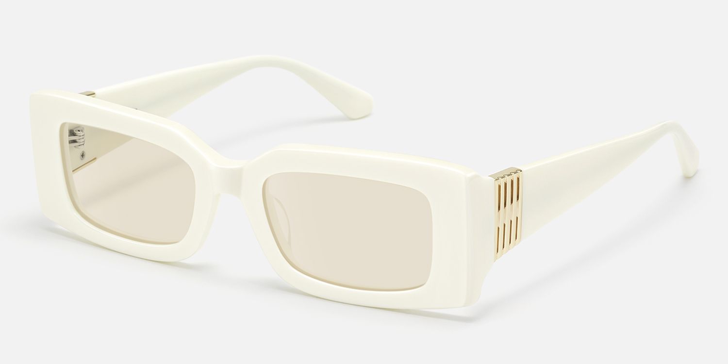 Aurelia - Off White Light Brown Sunglasses by Vooglam - Front View