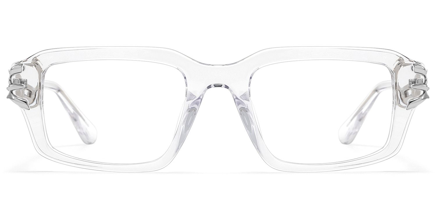 Vorpal - Clear Thorn Rectangle Silver Glasses by Vooglam Product Details 1