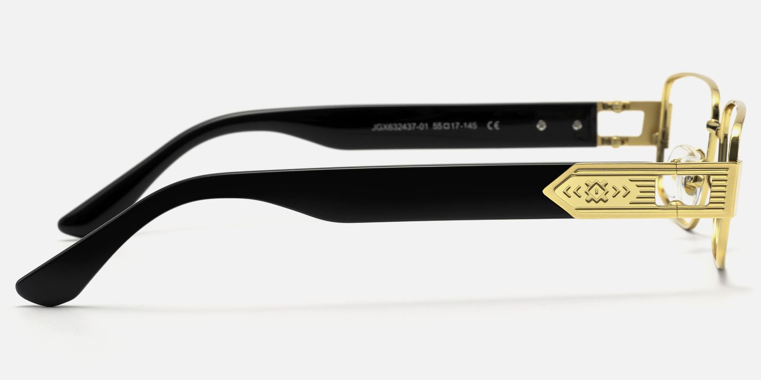 Cypher - Rectangle Gold Eyeglasses by Vooglam - Side View