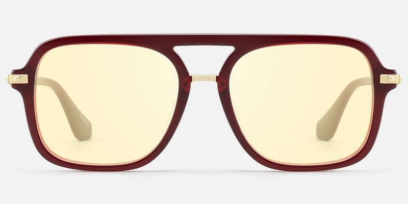 Marfa - Yellow Tint Red Square Pilot Sunglasses by Vooglam