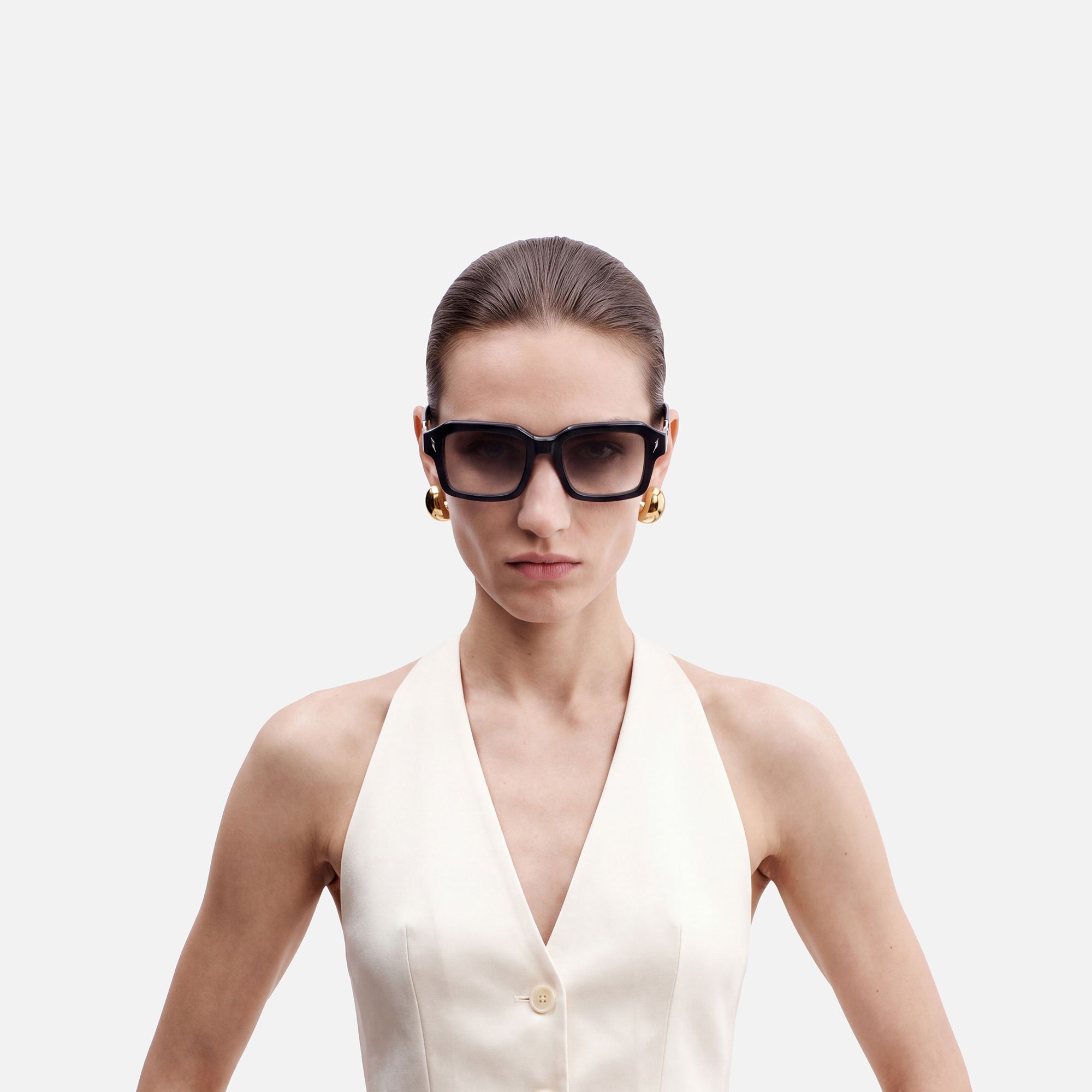 Blindspot - Thick Acetate Black Sunglasses by Vooglam - On Model