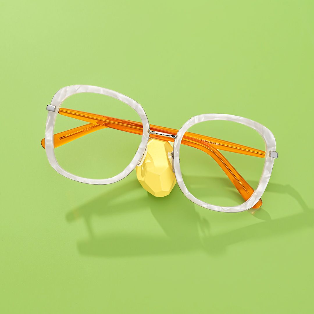 Square White Eyeglasses - 5